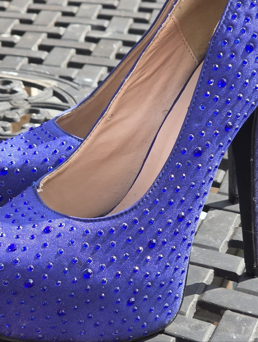 Sizzle Royal Blue Cobalt Rhinestone Platform Stiletto 7